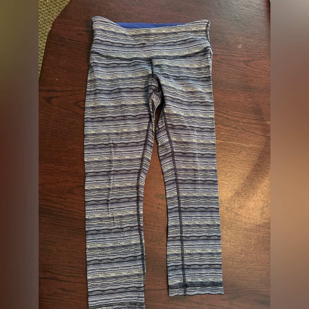Lululemon Athletica Blue and White Striped Leggings